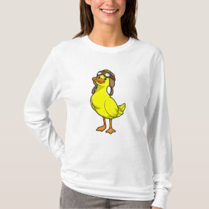 T-shirt Canard comme pilote avec Casquette et lunettes