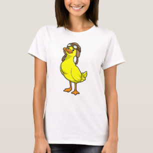 T-shirt Canard comme pilote avec Casquette et lunettes