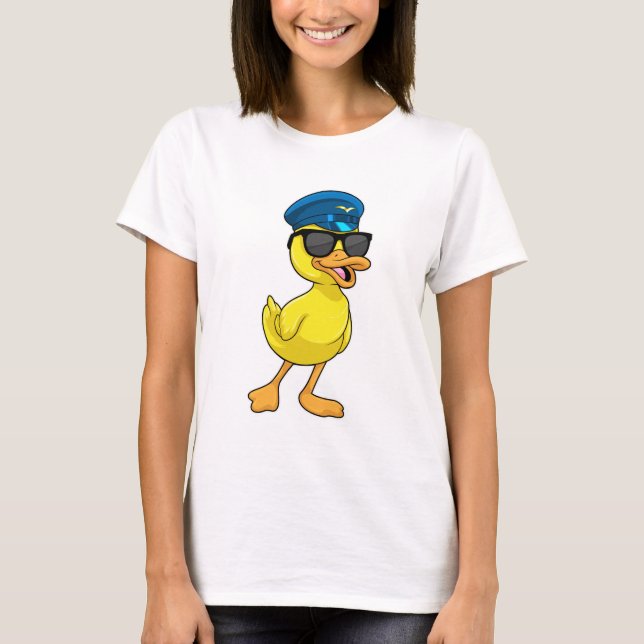 T-shirt Canard comme pilote avec casquette pilote (Devant)