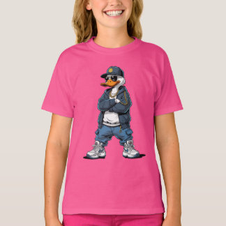 T-shirt Canard de dessin animé swag avec chaînes en or et 