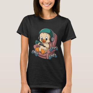 T-shirt Canard De Gamme En Colère Avec Casque Et Contrôleu
