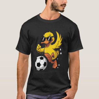T-shirt Canard Drôle Jouant au Football Graphique Sport Ba