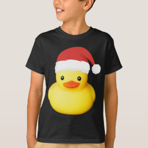 T-shirt Canard en caoutchouc jaune mignon Santa Claus Noël