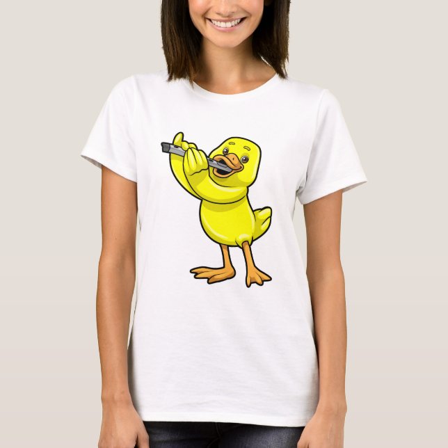 T-shirt Canard en musique avec Flûte (Devant)