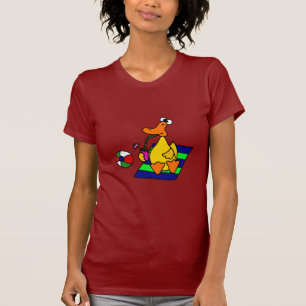 T-shirt Canard jaune drôle à la plage