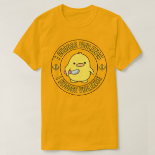 T-shirt Canard Jaune Drôle Avec Couteau