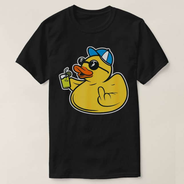 T-shirt Canard malin Doigt moyen Cheveux Canard en caoutch (Design devant)