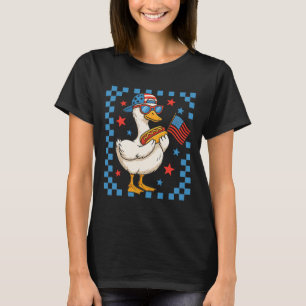 T-shirt Canard patriotique drôle Drapeau américain Hot Dog