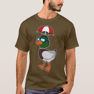 T-shirt Canard sous la pluie avec parapluie