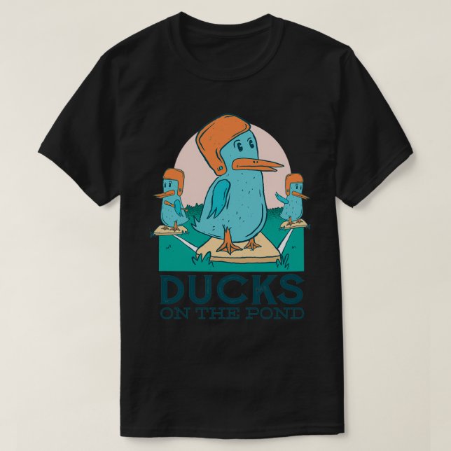 T-shirt Canards Sur Le Sticker De Baseball De L'Étang (Design devant)