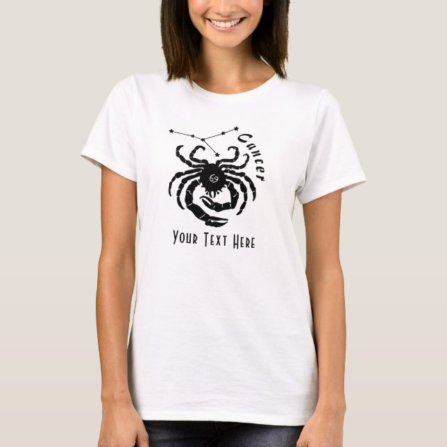 T-shirt Cancer Constellation de crabe Texte personnalisé A (Devant)