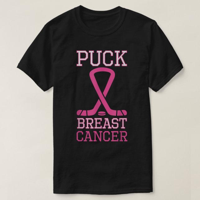 T-shirt Cancer de la poitrine rose Ruban Ice Hockey Breast (Design devant)