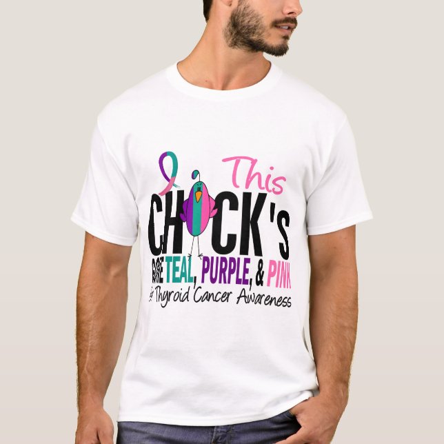 T-shirt Cancer de la thyroïde Teal allé par poussin, (Devant)