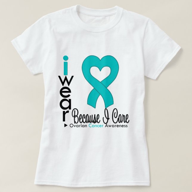 T-shirt Cancer de l'ovaire Turquoise ruban cardiaque parce (Design devant)