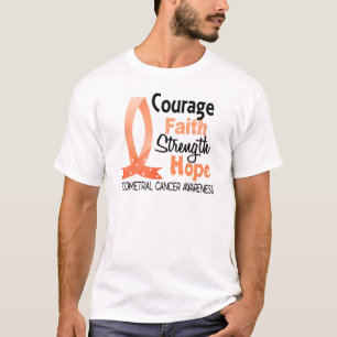 T-shirt Cancer du corps utérin d'espoir de force de foi de