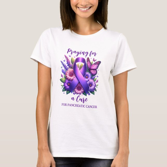 T-shirt Cancer du pancréas | Prier pour un remède (Devant)