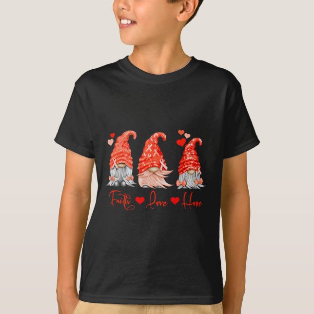 T-shirt Cancer du Sang Foi Espoir Amour Gnomes rouges Guer (Devant)
