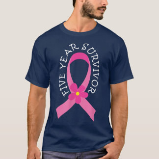T-shirt Cancer du sein 5 ans Survivant Pink Ribbon cadeau
