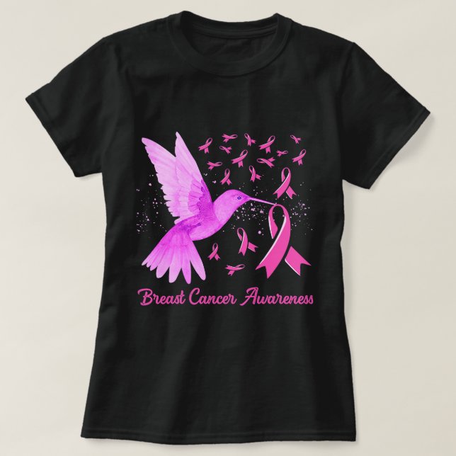 T-shirt Cancer du sein Colibri Pink Sunflower Ca du sein (Design devant)