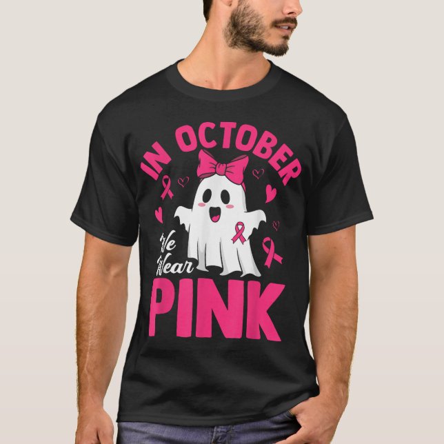 T-shirt Cancer du sein Femmes Halloween Filles En Octobre  (Devant)