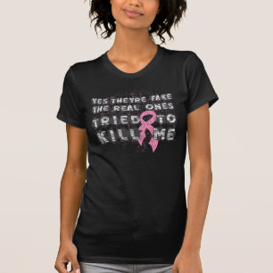 T-shirt Cancer du sein oui ils sont faux (la grunge)
