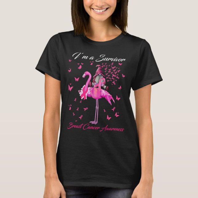 T-shirt cancer du sein rose flamingo (Devant)