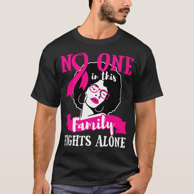 T-shirt Cancer du sein Ruban rose Africain-Américain Noir (Devant)
