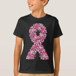 T-shirt Cancer du sein Ruban rose Floral Fleur mignonne Aw