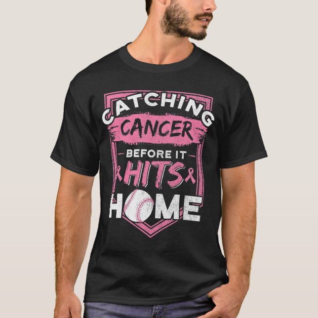 T-shirt Cancer du sein Softball Objectif de balle rose Rub (Devant)