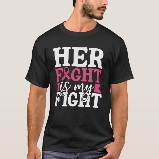 T-shirt Cancer du sein Son combat est mon combat (Devant)