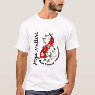 T-shirt Cancer oral de sujets d'espoir du ruban 4 de fleur