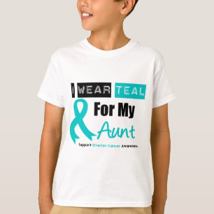 T-shirt Cancer ovarien je porte le ruban turquoise pour ma