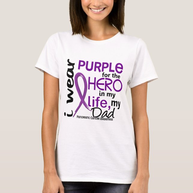 T-shirt Cancer pancréatique pour mon héros mon papa 2 (Devant)
