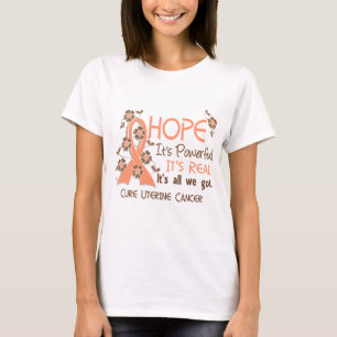 T-shirt Cancer utérin de ruban de fleur d'espoir