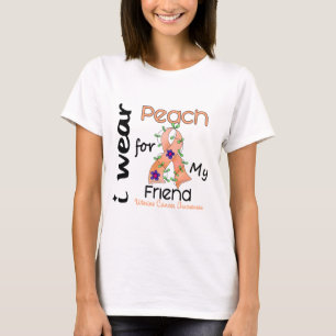T-shirt Cancer utérin je porte la pêche pour mon ami 43