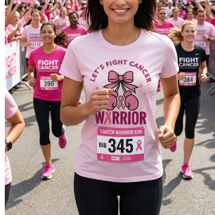 T-Shirt Cancer Warrior Ruban Rose   Luttons 