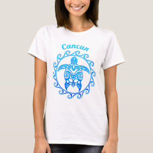T-shirt Cancun de la Tortue Tribale Bleue Océanique