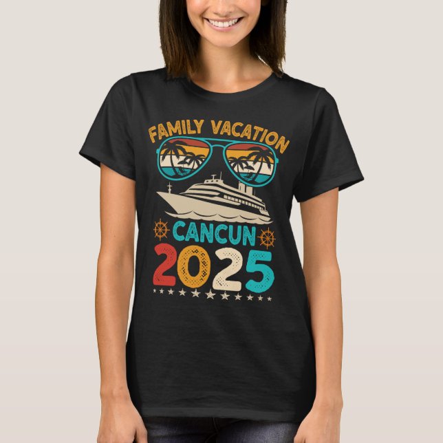 T-shirt Cancun Family Vacation 2025 Lunettes de soleil Ret (Devant)