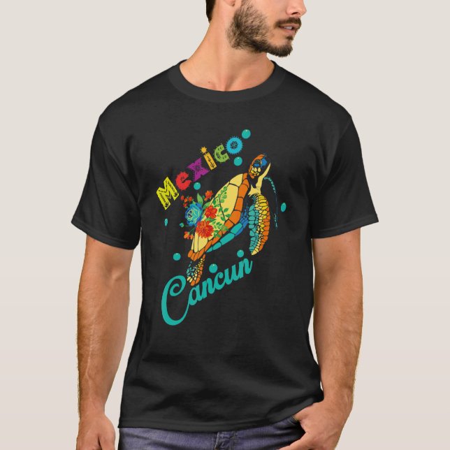 T-shirt Cancun Mexico Tie Dye Sea Turtle Family Matching V (Devant)