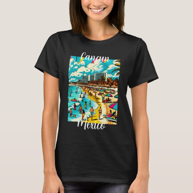 T-shirt Cancun, Mexique avec une Vibe pop art (Devant)