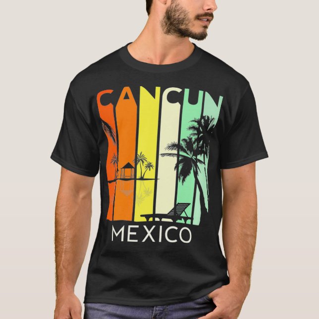 T-shirt Cancun Mexique Rétro Mexique Vacances été voyage 2 (Devant)