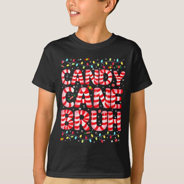 T-shirt Candy Cane Bruh Tree Light Pjs Christmas Xmas Men  (Devant)