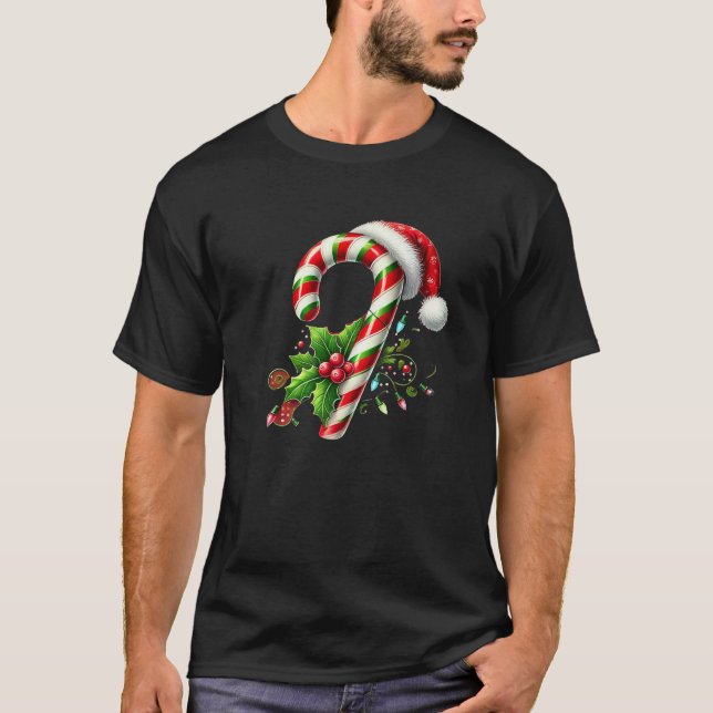 T-shirt Candy Cane Crew Christmas Lights Family Matching X (Devant)
