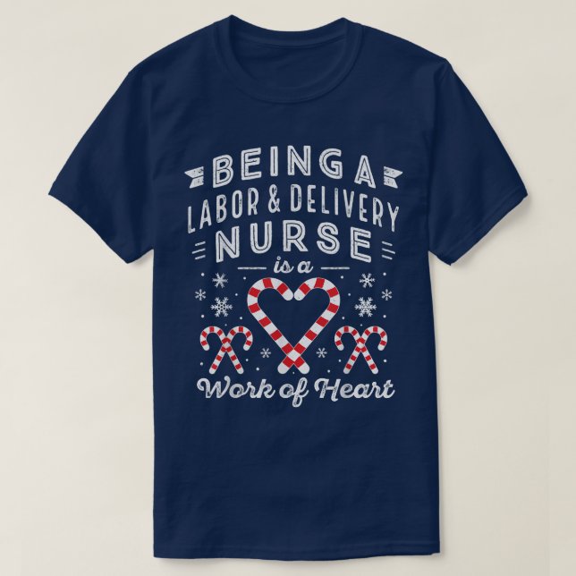 T-shirt Candy Cane Heart Men Women LD Christmas Labor Deli (Design devant)