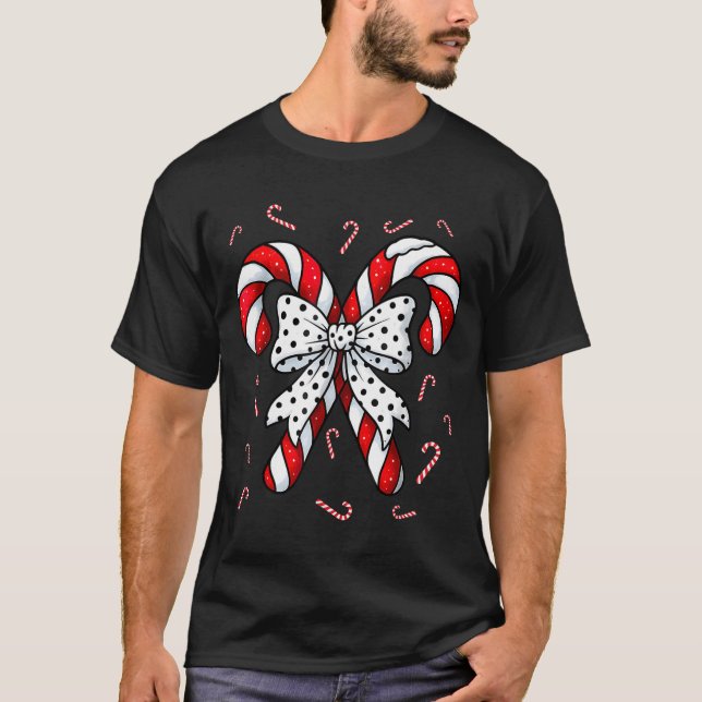 T-shirt Candy Cane Merry And Bright Red And White Candy Co (Devant)