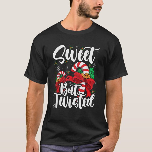 T-shirt Candy Cane Sweet But Twisted Christmas Stocking St (Devant)