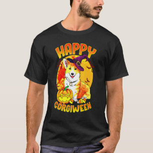 T-shirt Candy Citrouille Witch Corgi