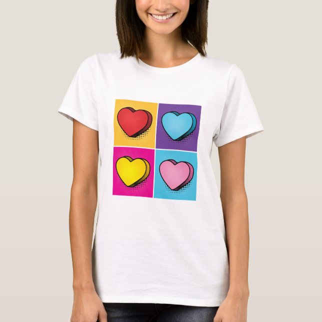 T-shirt Candy Heart Hearts Pop Art Valentine's Day (Devant)