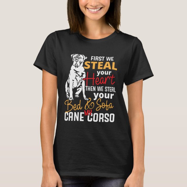 T-shirt Cane Corso Heart Bed Sofa  Slogan (Devant)
