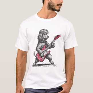 T-shirt Caniche Jouant de la Guitare